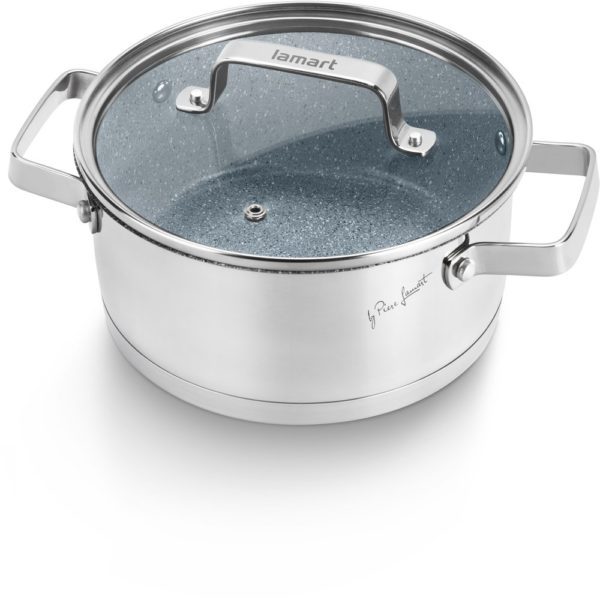 Lamart LT1102 Stoness Casserole With LID 18cm Grey Lamart LT1102 Stoness Casserole With LID 18cm Grey