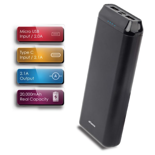 Eklasse EKPB20005FD 2A I/O Power Bank 20000mAh Black Eklasse EKPB20005FD 2A I/O Power Bank 20000mAh Black