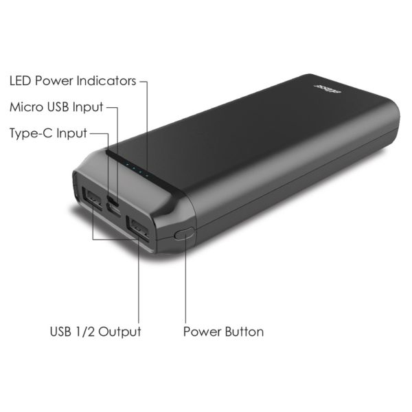 Eklasse EKPB20005FD 2A I/O Power Bank 20000mAh Black Eklasse EKPB20005FD 2A I/O Power Bank 20000mAh Black