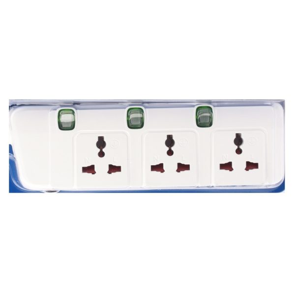 Eklasse 3 Way Universal Power Extension Socket With Overload Protector 3m White EKPES 3W01 Eklasse 3 Way Universal Power Extension Socket With Overload Protector 3m White EKPES 3W01
