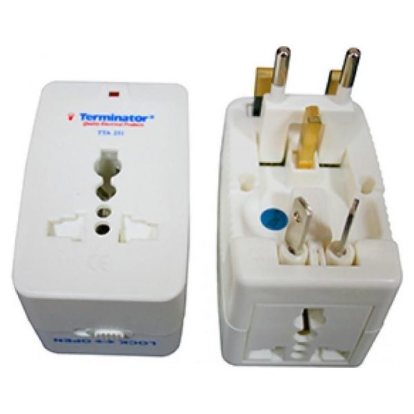 Terminator TTA 251 Travel Adaptor With 2 Universal Sockets & Indicator Terminator TTA 251 Travel Adaptor With 2 Universal Sockets & Indicator