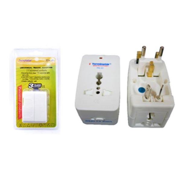 Terminator TTA 251 Travel Adaptor With 2 Universal Sockets & Indicator Terminator TTA 251 Travel Adaptor With 2 Universal Sockets & Indicator