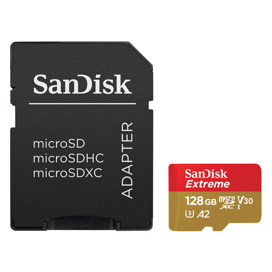 Sandisk Extreme 128GB MicroSDXC Memory Card + SD Adapter Sandisk Extreme 128GB MicroSDXC Memory Card + SD Adapter