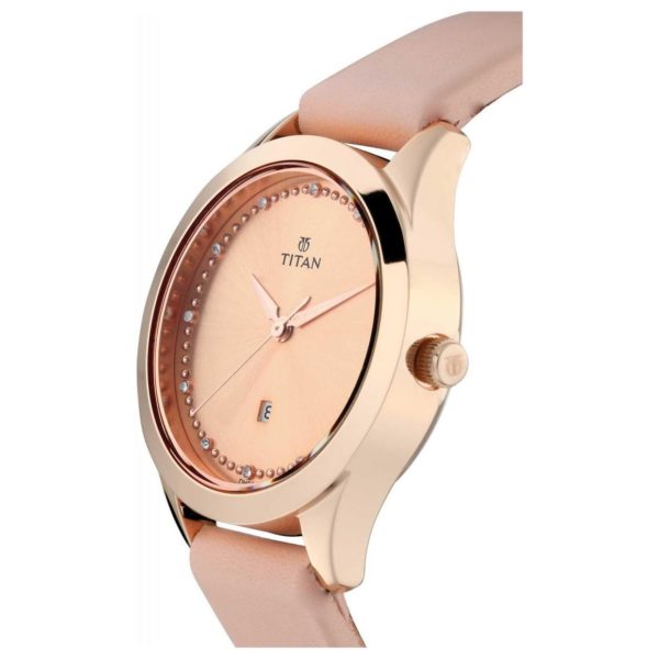 Titan Pink Dial Pink Leather Strap Watch For Ladies Titan Pink Dial Pink Leather Strap Watch For Ladies