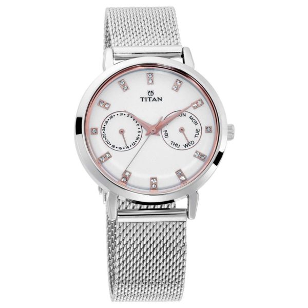 Titan Sparkle White Dial Analog Multi Function Watch For Ladies Titan Sparkle White Dial Analog Multi Function Watch For Ladies