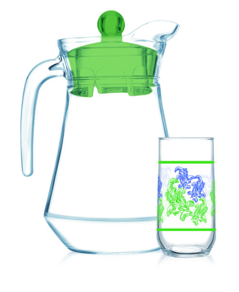 Luminarc Drink Set Bahamas 7Pcs + Jug Blue Flora Luminarc Drink Set Bahamas 7Pcs + Jug Blue Flora