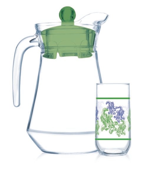 Luminarc Drink Set Bahamas 7Pcs + Jug Blue Flora Luminarc Drink Set Bahamas 7Pcs + Jug Blue Flora