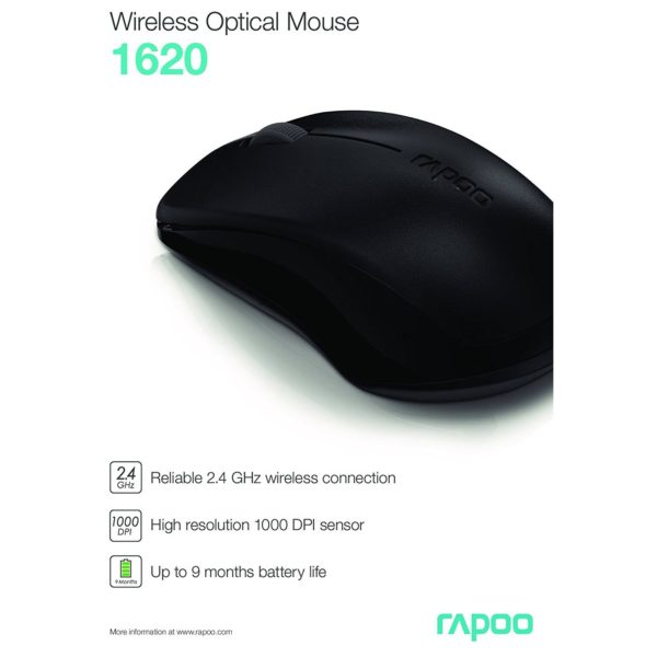 Rapoo 2.4Ghz Wireless Mouse Black 1620 Rapoo 2.4Ghz Wireless Mouse Black 1620