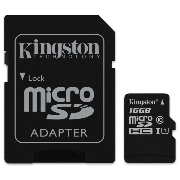 Kingston SDCS16GB Canvas MicroSDHC Class10 Memory Card 16GB With SD Adapter Kingston SDCS16GB Canvas MicroSDHC Class10 Memory Card 16GB With SD Adapter