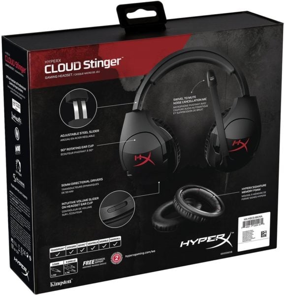 Kingston Hyperx Cloud Stinger Gaming Headset Black HXHSCSBKEE Kingston Hyperx Cloud Stinger Gaming Headset Black HXHSCSBKEE