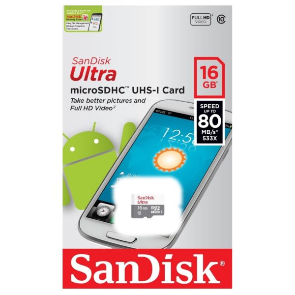 Sandisk Ultra Android Micro SDHC Memory Card 16GB Class10 Sandisk Ultra Android Micro SDHC Memory Card 16GB Class10