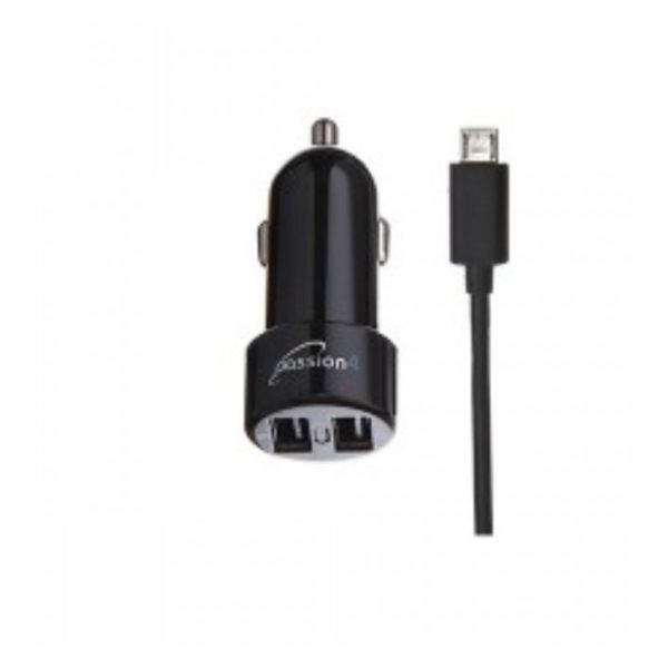 Passion4 Car Charger With 2 USB + Micro USB Cable 1M - PASS1003 Passion4 Car Charger With 2 USB + Micro USB Cable 1M - PASS1003