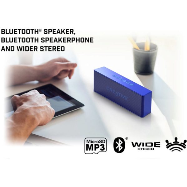 Creative MUVO 2 Portable Water Resistant Bluetooth Speaker With Built In MP3 Player Metallic Blue MF8255 Creative MUVO 2 Portable Water Resistant Bluetooth Speaker With Built In MP3 Player Metallic Blue MF8255