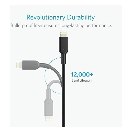 Anker Powerline II Lightning Cable 3m Black - A8434H11 Anker Powerline II Lightning Cable 3m Black - A8434H11