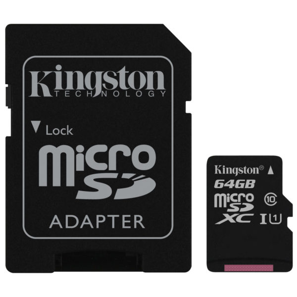 Kingston SDCS64GB Canvas MicroSDXC Class10 Memory Card 64GB With SD Adapter Kingston SDCS64GB Canvas MicroSDXC Class10 Memory Card 64GB With SD Adapter