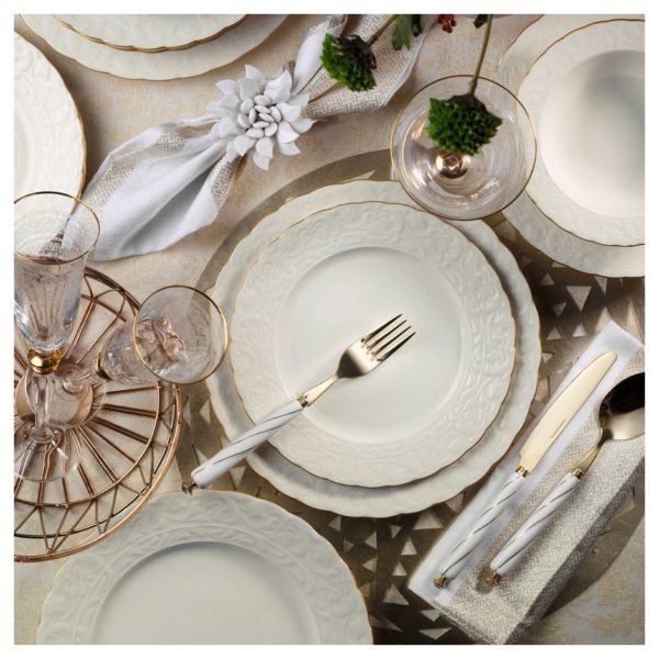 Kutahya BNBSK24Y2520 Bone Porselen 24pcs DINNER SET (BASAK) Golden Matt Kutahya BNBSK24Y2520 Bone Porselen 24pcs DINNER SET (BASAK) Golden Matt