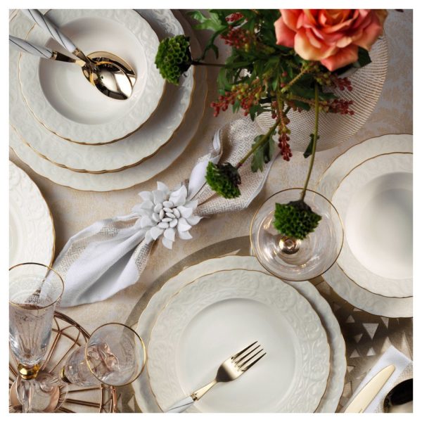 Kutahya BNBSK24Y2520 Bone Porselen 24pcs DINNER SET (BASAK) Golden Matt Kutahya BNBSK24Y2520 Bone Porselen 24pcs DINNER SET (BASAK) Golden Matt