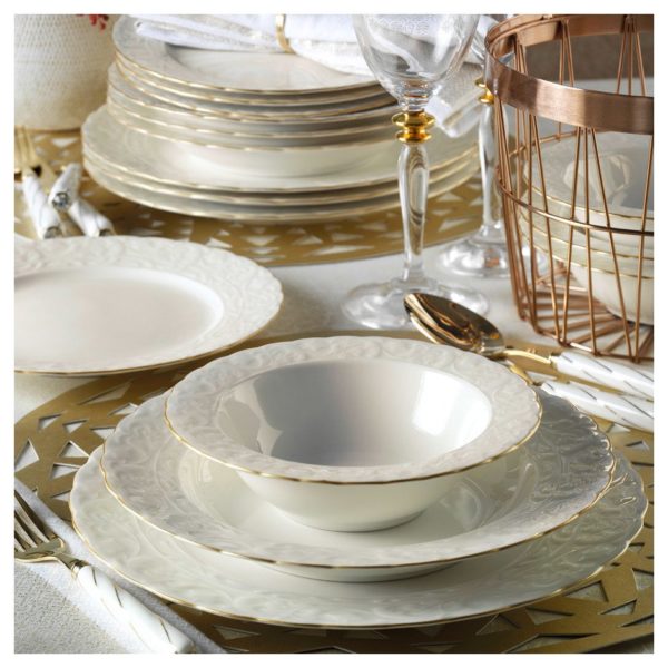 Kutahya BNBSK24Y2520 Bone Porselen 24pcs DINNER SET (BASAK) Golden Matt Kutahya BNBSK24Y2520 Bone Porselen 24pcs DINNER SET (BASAK) Golden Matt