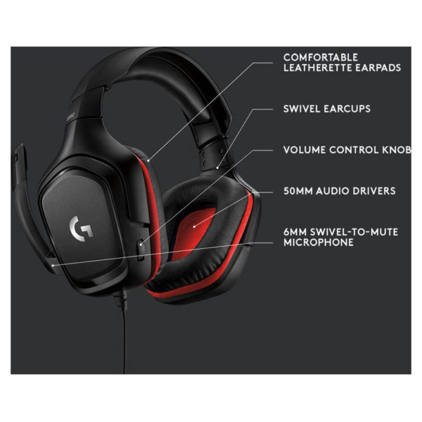 Logitech 981000757 G332 Gaming Headset Black/Red Logitech 981000757 G332 Gaming Headset Black/Red