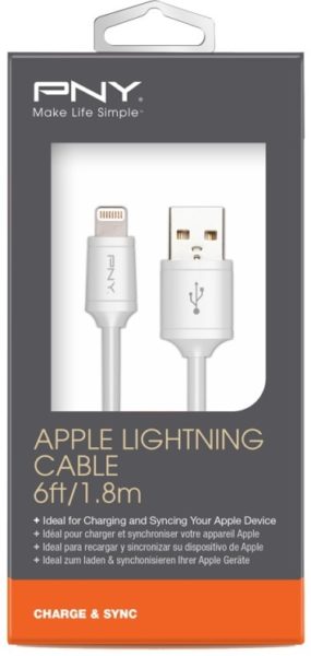 PNY CUALNW0106 Lightning Charge & Sync Cable 1.8m White PNY CUALNW0106 Lightning Charge & Sync Cable 1.8m White
