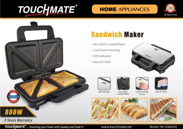 Touchmate TMSDM200S Sandwich Maker + TMEK201P Electric Kettle Touchmate TMSDM200S Sandwich Maker + TMEK201P Electric Kettle