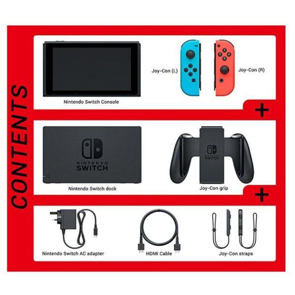 Nintendo Switch Console 32GB With Neon Joy Con + Orb 021003 Essential Travel Pack + Super Bomberman Game + 1 Assorted Amiibo Character Nintendo Switch Console 32GB With Neon Joy Con + Orb 021003 Essential Travel Pack + Super Bomberman Game + 1 Assorted Amiibo Character