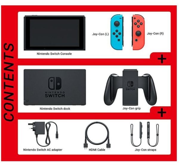 Nintendo Switch Console 32GB With Neon Joy Con + Orb 021003 Essential Travel Pack + Super Bomberman Game + 1 Assorted Amiibo Character Nintendo Switch Console 32GB With Neon Joy Con + Orb 021003 Essential Travel Pack + Super Bomberman Game + 1 Assorted Amiibo Character