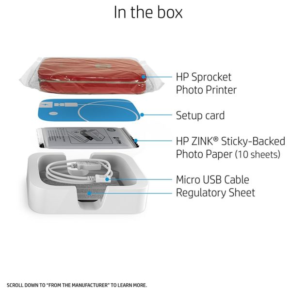 HP Sprocket Bluetooth Photo Printer Red HP Sprocket Bluetooth Photo Printer Red