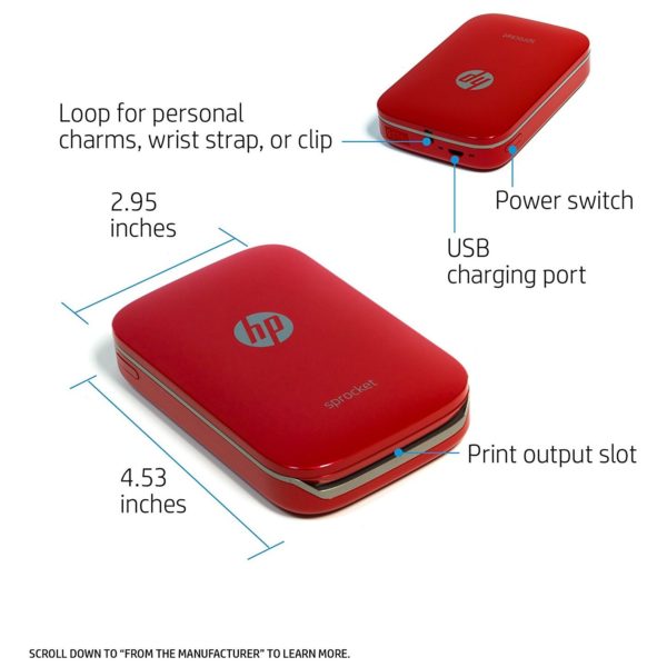 HP Sprocket Bluetooth Photo Printer Red HP Sprocket Bluetooth Photo Printer Red
