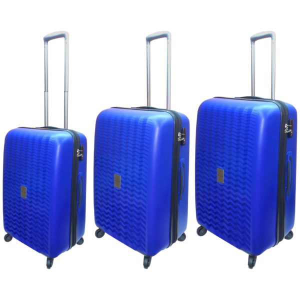 Highflyer WAVES Unbreakable Hard Trolley Luggage Bag 3pc Set TH-WAVES-3PC - Blue Highflyer WAVES Unbreakable Hard Trolley Luggage Bag 3pc Set TH-WAVES-3PC - Blue