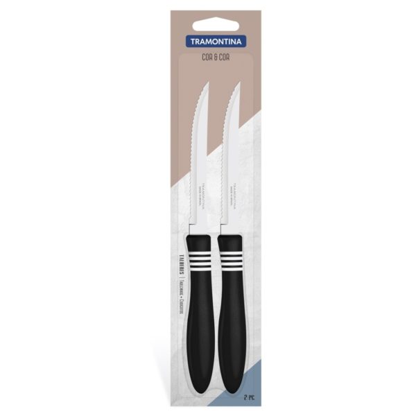 Tramontina Cor & Cor Steak Knives 2pc Set 23450205 Tramontina Cor & Cor Steak Knives 2pc Set 23450205