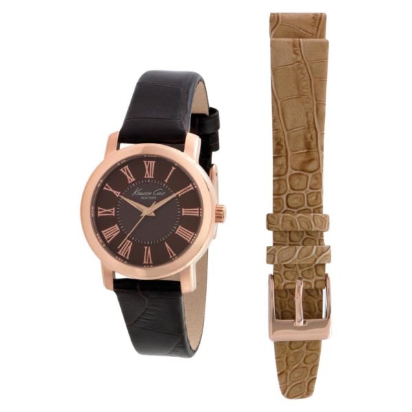 Kenneth Cole New York Watch For Women Box Set with Brown Calfskin Strap Kenneth Cole New York Watch For Women Box Set with Brown Calfskin Strap