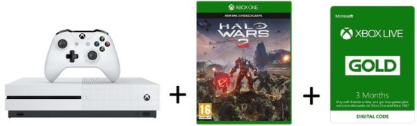 Microsoft Xbox One S 1TB Gaming Console White + Halo Wars 2 Game + 3 Months Live Gold Membership Microsoft Xbox One S 1TB Gaming Console White + Halo Wars 2 Game + 3 Months Live Gold Membership