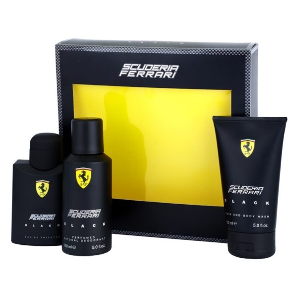 Ferrari Black Perfume Gift Set For Men (Ferrari Perfume 125ml EDT + Bodywash 150ml + Deo Spray 150ml) Ferrari Black Perfume Gift Set For Men (Ferrari Perfume 125ml EDT + Bodywash 150ml + Deo Spray 150ml)