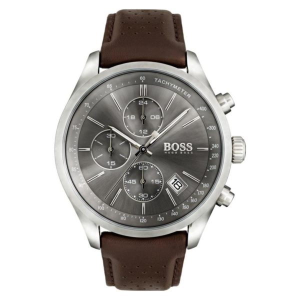 Hugo Boss Grand Watch For Men with Brown Metal Strap Hugo Boss Grand Watch For Men with Brown Metal Strap