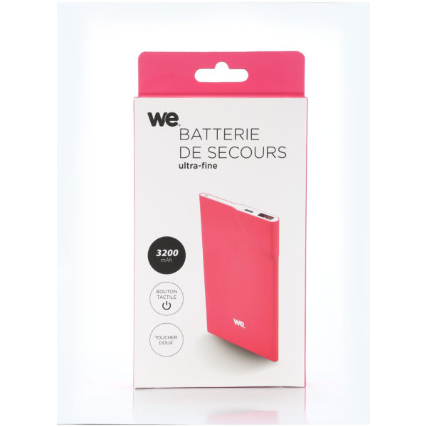 We Power Bank 3200mAh 1USB 1A Ultrathin Fushia We Power Bank 3200mAh 1USB 1A Ultrathin Fushia