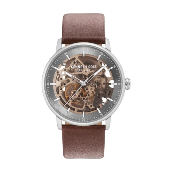 Kenneth Cole Automatic Watch For Men with Brown Dark Genuine Leather Strap Kenneth Cole Automatic Watch For Men with Brown Dark Genuine Leather Strap