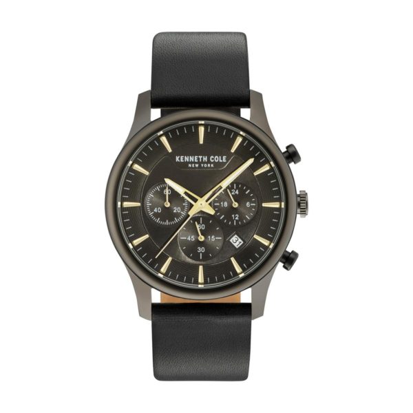 Kenneth Cole Dress Sport Watch For Men with Black Genuine Leather Strap Kenneth Cole Dress Sport Watch For Men with Black Genuine Leather Strap