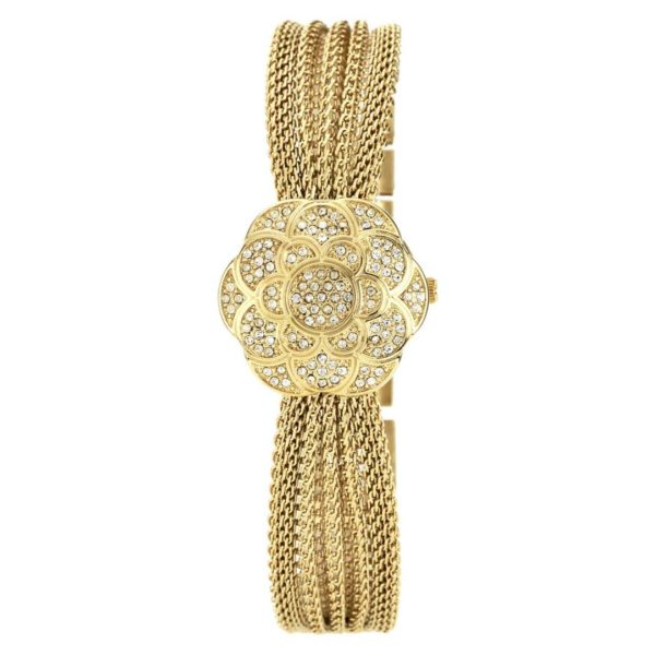 Anne Klein Swarovski Crystal Accented Watch For Women with Gold-Tone Covered Dial Mesh Bracelet Anne Klein Swarovski Crystal Accented Watch For Women with Gold-Tone Covered Dial Mesh Bracelet
