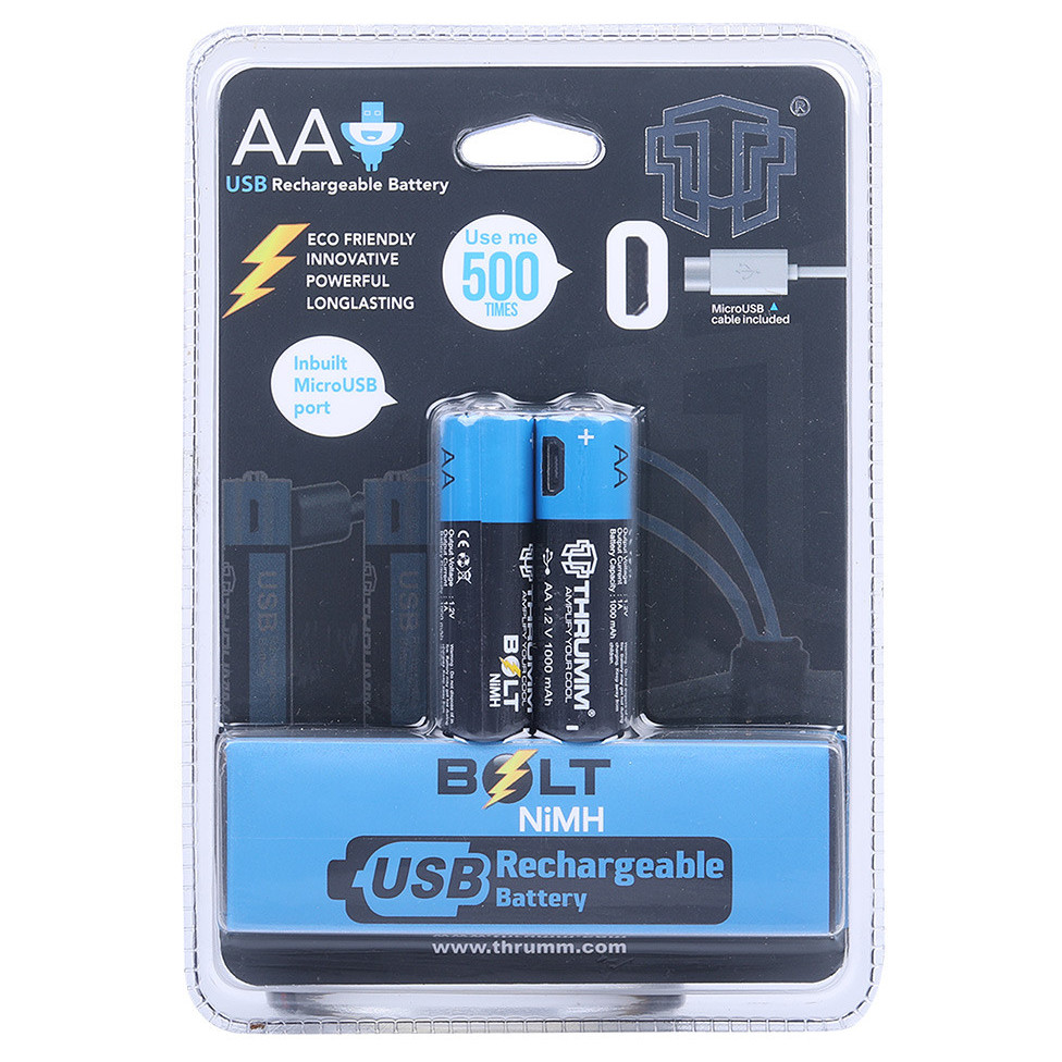 Thrumm Bolt AA Rechargeable Battery 2 Pieces