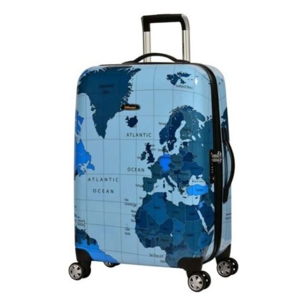 Eminent Map Spinner Trolley Luggage Bag Blue 20inch - KF3220BLU Eminent Map Spinner Trolley Luggage Bag Blue 20inch - KF3220BLU