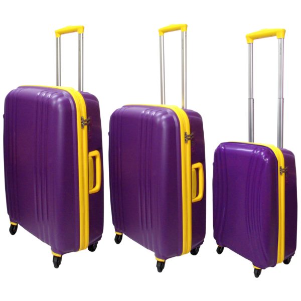 Highflyer THKELVIN3PC Kelvin Trolley Luggage Bag Purple/Yellow 3pc Set Highflyer THKELVIN3PC Kelvin Trolley Luggage Bag Purple/Yellow 3pc Set