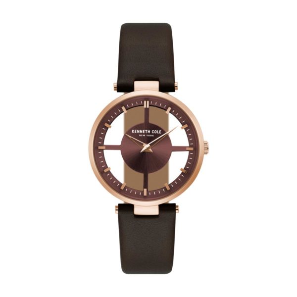Kenneth Cole Transparency Watch For Women with Brown Dark Genuine Leather Strap Kenneth Cole Transparency Watch For Women with Brown Dark Genuine Leather Strap