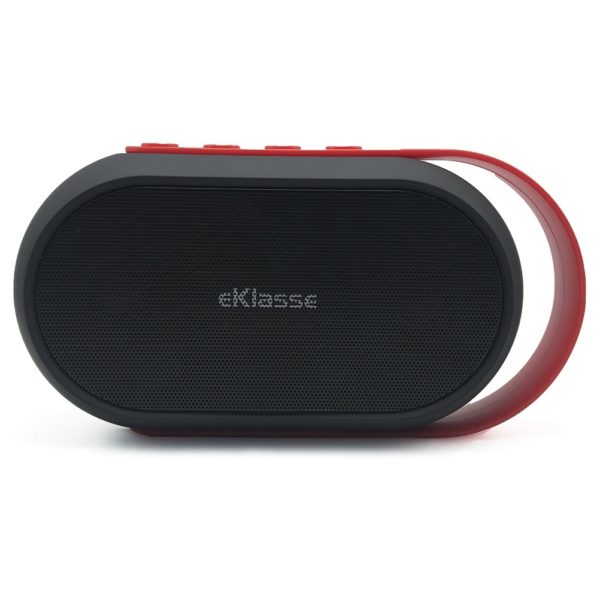 Eklasse Bluetooth Speaker Black With Red Strap - EKBTSP13MT Eklasse Bluetooth Speaker Black With Red Strap - EKBTSP13MT