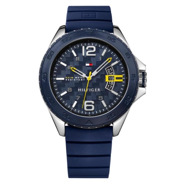 tommy hilfiger men's blue silicone strap watch 46mm