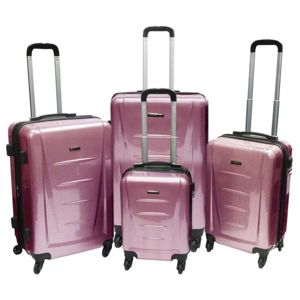 Highflyer Inspire Trolley Luggage Bag Pink 4pc Set TH1614PPC4PC Highflyer Inspire Trolley Luggage Bag Pink 4pc Set TH1614PPC4PC