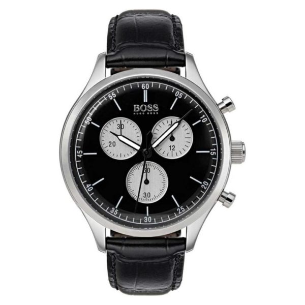 Hugo Boss Companion Watch For Men with Black Leather Strap Hugo Boss Companion Watch For Men with Black Leather Strap