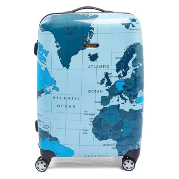 Eminent Map Spinner Trolley Luggage Bag Blue 20inch - KF3220BLU Eminent Map Spinner Trolley Luggage Bag Blue 20inch - KF3220BLU