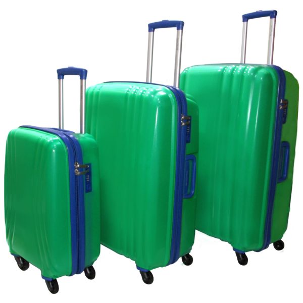 Highflyer THKELVIN3PC Kelvin Trolley Luggage Bag Green/Blue 3pc Set Highflyer THKELVIN3PC Kelvin Trolley Luggage Bag Green/Blue 3pc Set