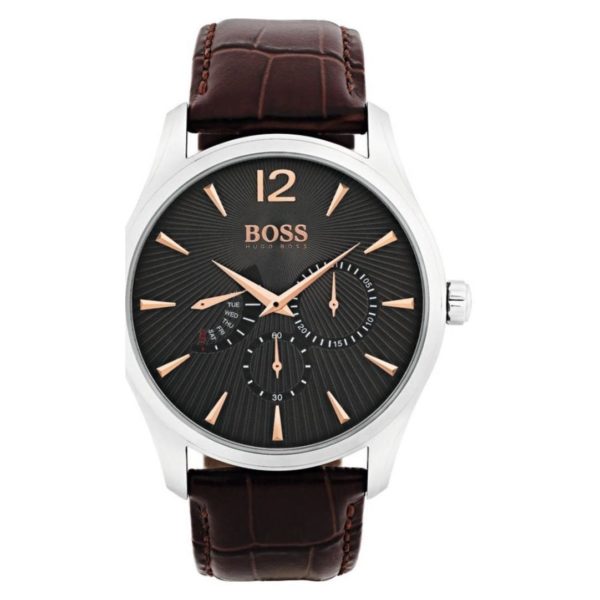 Hugo Boss Commander Watch For Men with Brown Leather Strap Hugo Boss Commander Watch For Men with Brown Leather Strap